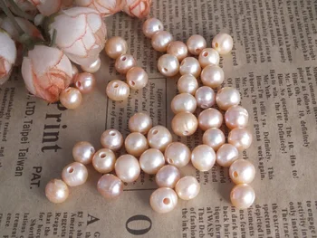 

Factory wholesale ! Free ship!!! 200pcs/lot 9-10mm 2mm Big Hole Pink PotatoLoose Freshwater Pearl Beads