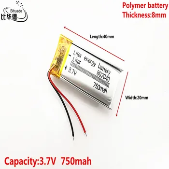 

Liter energy battery Good Qulity 3.7V,750mAH 802040 Polymer lithium ion / Li-ion battery for tablet pc BANK,GPS,mp3,mp4