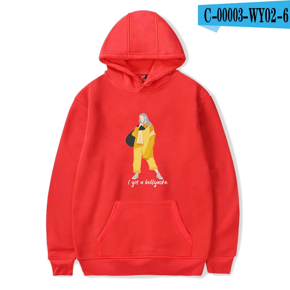 Billie Eilish мужские толстовки с принтом/Женская популярная одежда Harajuku Повседневная Горячая Распродажа Толстовка K-POP толстовка пуловеры - Цвет: red