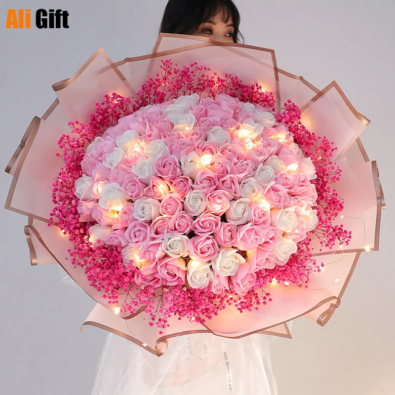 Cielo lleno de estrellas, flores secas, grandes ramos de rosas, ramo de  luces de Navidad, flores eternas, regalos de cumpleaños de graduación, rosas  - AliExpress Hogar y jardín