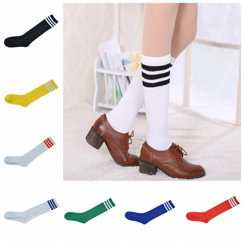 Three Stripe Tights Women Stockings Female Knee Below Pantyhose Girls Student Hosiery Fashion Stockings