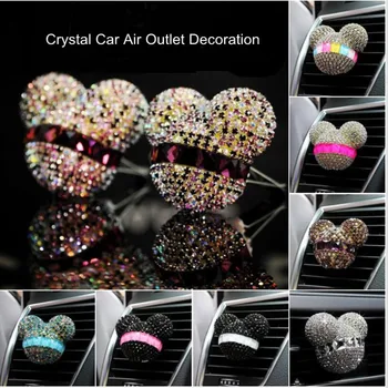 

Diamond Crystal Mickey head Car Outlet air fresher Sticker Car Perfume Air Conditioning tuyere