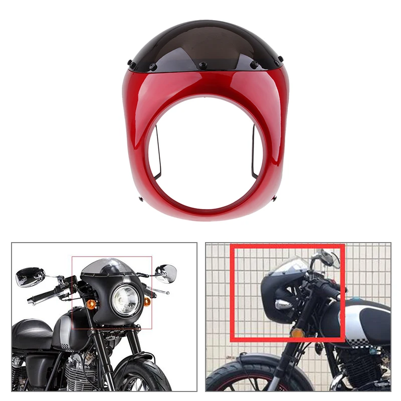 Retro Cafe Racer Style 7/" Headlight Handlebar Fairing Wind Screen Universal