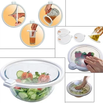 

4pcs set vacuum seal any bowl Reusable Smart Food Vacuum Seal 3 Size Bowl Cup Covers Microwave Safe Food Fresh Storage Lidz