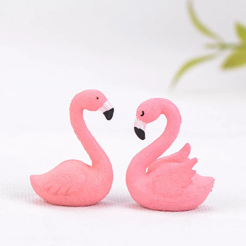 

50pcs Resin Flamingo Figures Miniatures Model Bead For Home Garden Landscape Moss Bottle Potted Plant Decoration Craft Diy