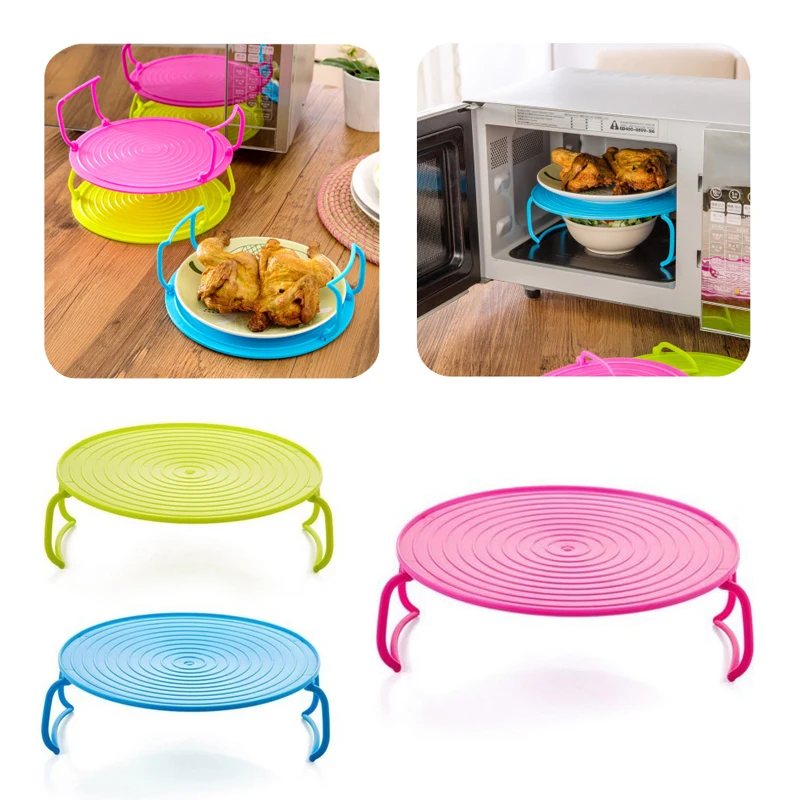 

Kitchen Multi Functional Microwave Oven Heating Layered Steaming Tray Plates Shelf Double Layer Rack Bowls Holder Organizer Tool