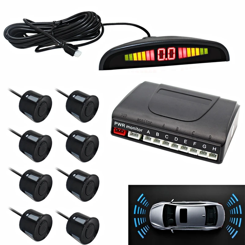 Автомобильный комплект светодиодных датчиков парковки, передний и задний светодиодный комплект дисплея с 8 датчиками s Buzzer-Radar system Kit Sound Alarm