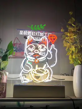 

Electronic Lighted Letters Custom Acrylic Maneki Neko Neon Sign Led Signs For Advertising 14" x 9"