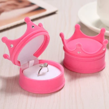 

Crown Shaped Velvet Wedding Ring Box Necklace Bracelet Case Engagement Jewelry Organizer Christmas Gifts Boxes Rings Container
