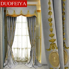 

Europe Chenille Curtains for Bedroom Hollow-out Embroidered Curtains for Living Room Valance Balcony Curtain Finished Products