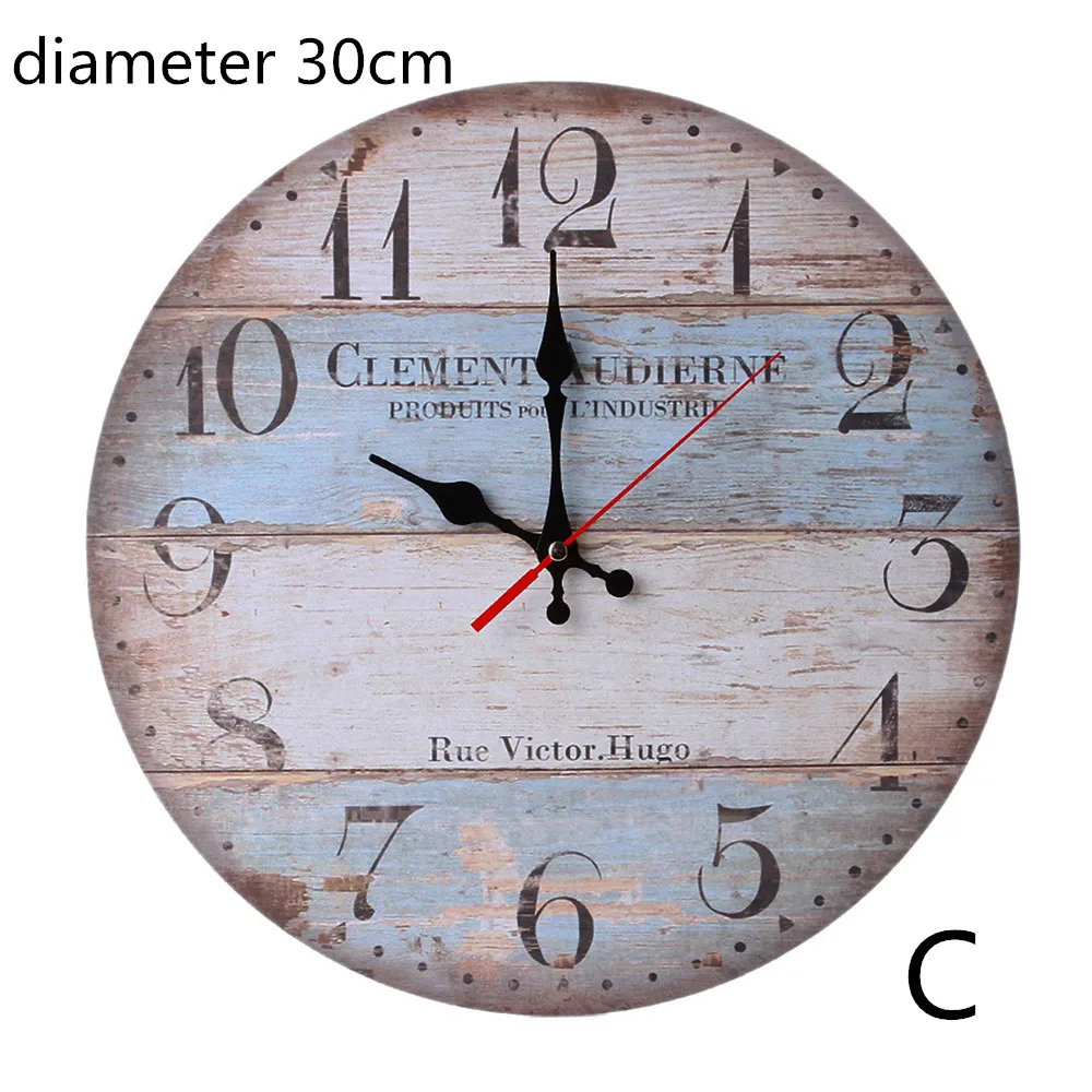 C diameter 30cm 1 шт., винтажные деревянные настенные часы, современный дизайн, античный стиль, для дома, гостиной, офиса, кухни, настенные 11,5 см/30 см - Цвет: C diameter 30cm