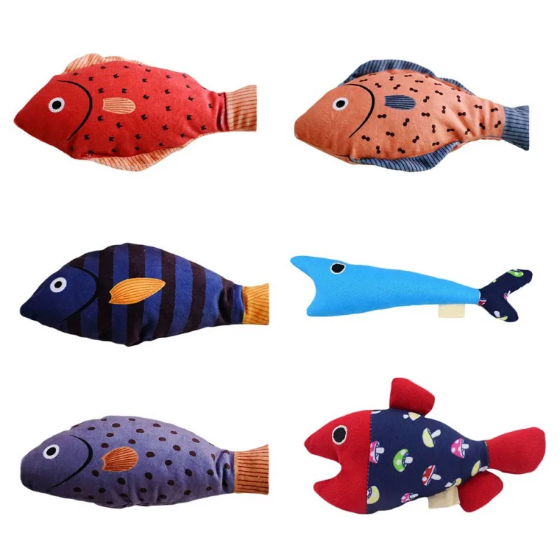 Pet Cat Toy Cute Fish Shape Realistic Fluffy Catnip Doll Simulation Interactive Playing for Kitten Supplies | Дом и сад