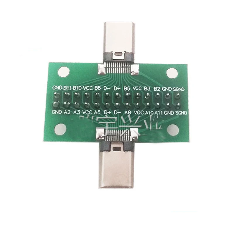 Male to Male Type c Test PCB board Universal board 24PIN with USB 3.1 Port 20*36MM Test board with pins
