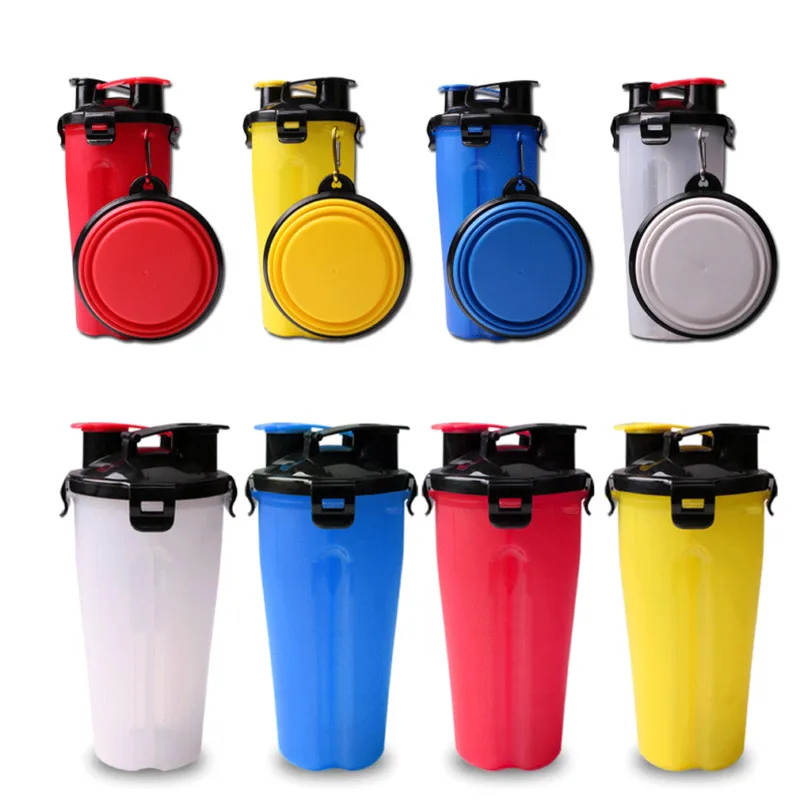 

New Travel Cup 2 in 1 Dog Drinking Water Bottle Bowl Portable Foldable Pet Outdoor Food Container Dog Feeders