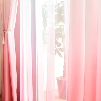 

Window Curtain Bedroom Home Half Shaded Tulle Nordic Living Room Gift Decoration Hotel Easy Install Gradient Color Hanging