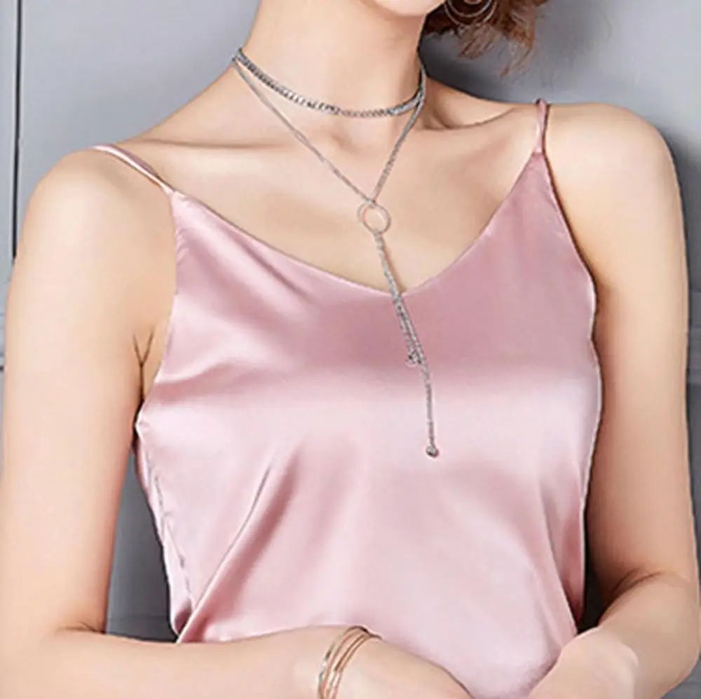pink 3 Топы на бретелях, кружевные женские сексуальные одноцветные шелковые Топики, вечерние, Клубные, летние Топики, Атласный топ, одежда, пижамы, одежда для сна A30 - Цвет: pink 3