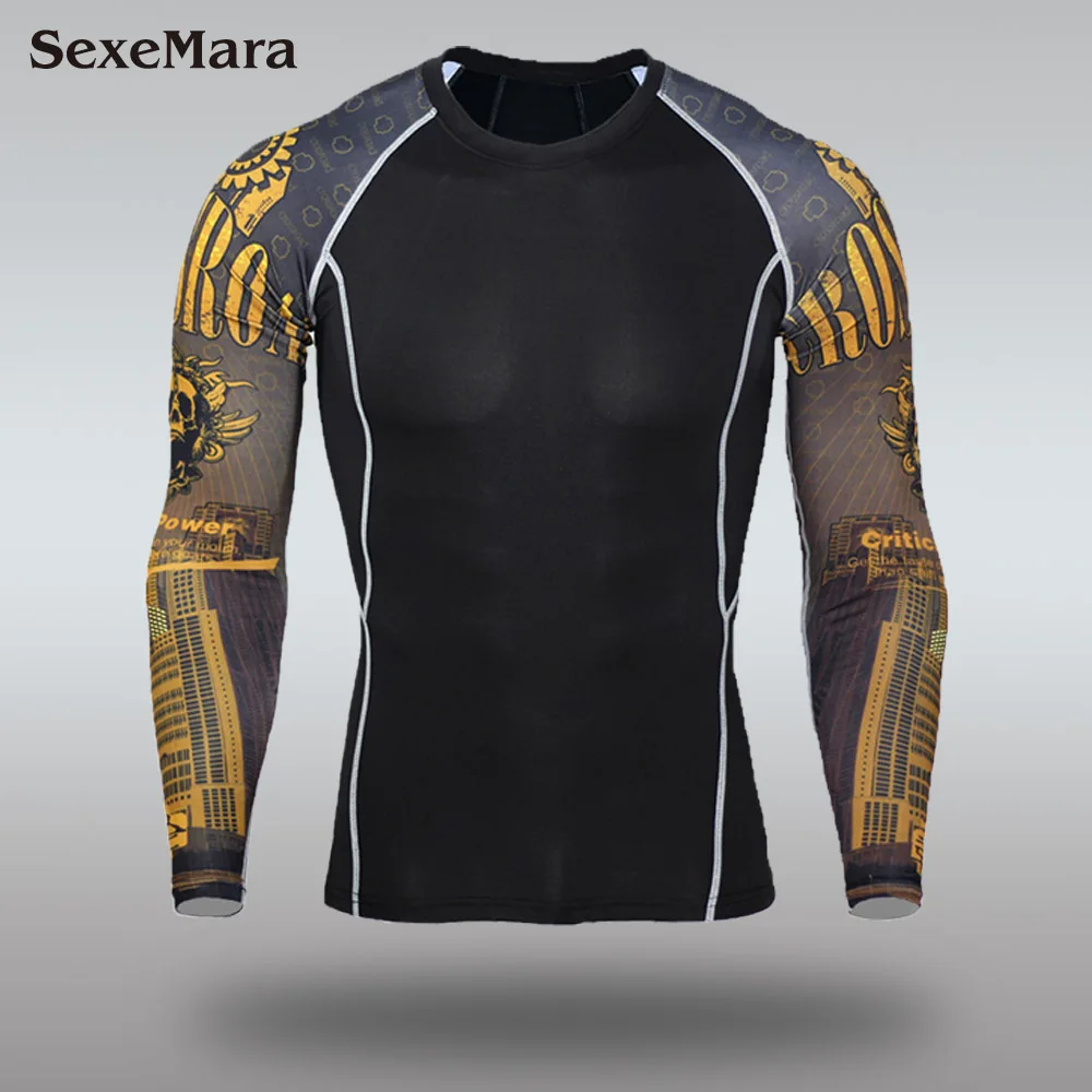 Only T-shirt Мужское термобелье для тренажерного зала, спортивная одежда, спортивные Леггинсы для физической тренировки, спортивный костюм, одежда для бега и бега, кальсоны для мужчин - Цвет: Only T-shirt