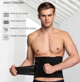 

Men Sauna Sweat Waist Trainer Belt Neoprene Trimmer Workout Body Shaper Exercise Cincher Belly Wraps for Weight Loss