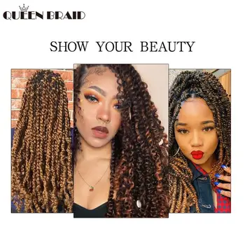 

QUEEN BRAID Pre-Twist Crochet Braids Passion Twist 18inch Fluffy Ombre Nubian Twists Synthetic Braiding Hair Extension For Women