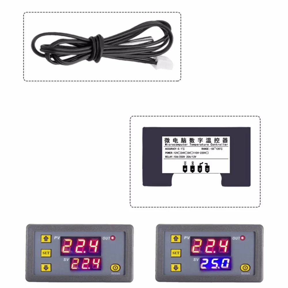 W3230 Temperature Controller Thermostat Dual LED Digital Temperature Regulator Detector Temp Meter Heat Cooler