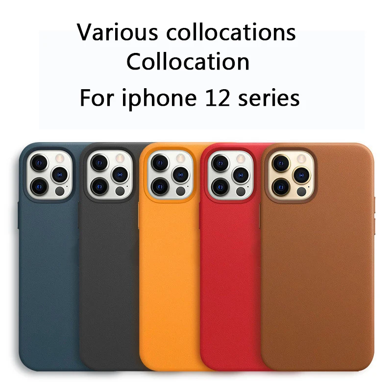 For iphone 12 Pro max Protective Case MagSafe Original Magnetic Animation Wireless Charging Protective Cover Leather Phone Case