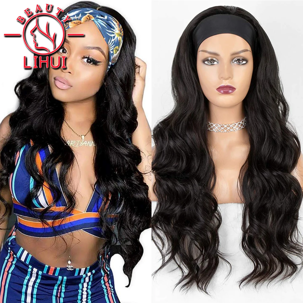 Headband Wig Yaki Straight Synthetic Wigs Curly Wave Head Band Wigs For Black Women For Women Natural Black Hair Extensions