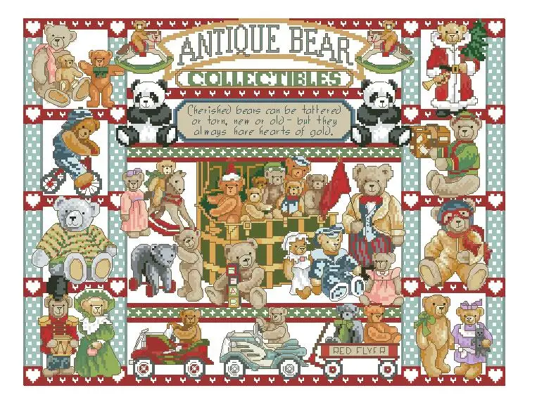 cs-3091 Cross Stitch Kit Antique Bear Collectables Collection dim 3756 Bears