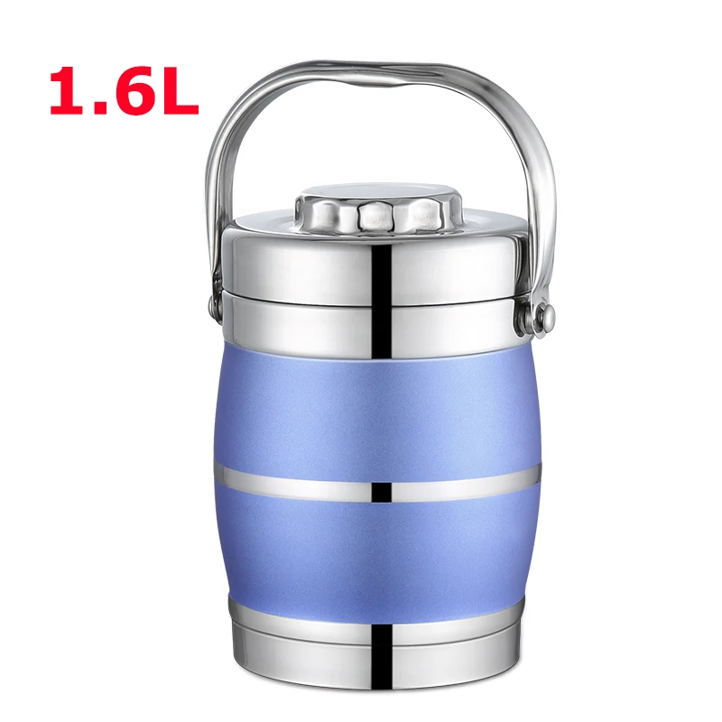 1.6L Blue 1,4-л вакуумный Ланч-бокс из нержавеющей стали Термос тепловой контейнер для еды офисный детский студенческий для школьных Бенто-бокс розовый большой мешок - Цвет: 1.6L Blue