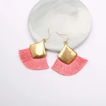 Очаровательные женские квадратные серьги с бахромой для женщин Висячие золотые серьги Bobo Jewelry Aretes De Mujer Brinco