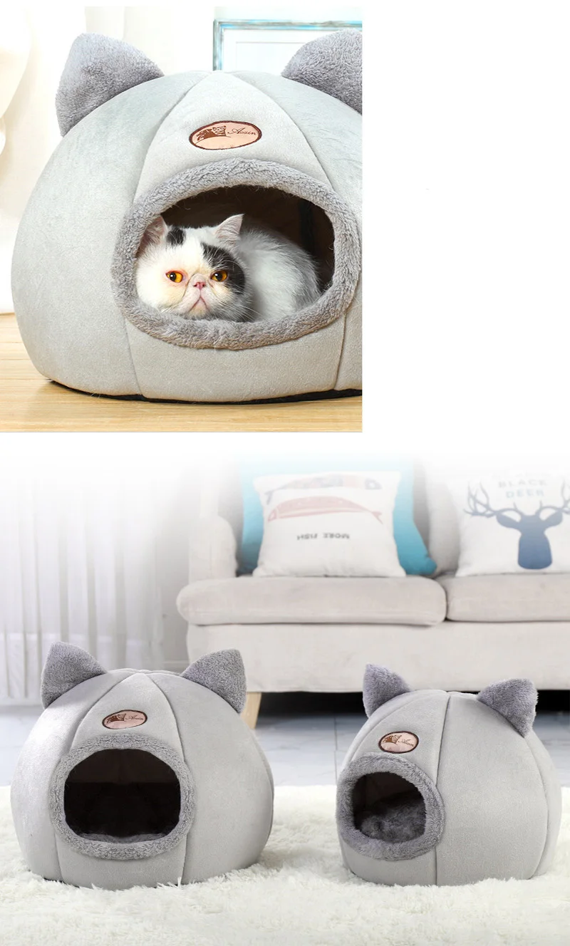 New Deep Sleep Comfort In Winter Cat Bed Iittle Mat Basket Small Dog House Products Pets Tent Cozy Cave Nest Indoor Cama Gato