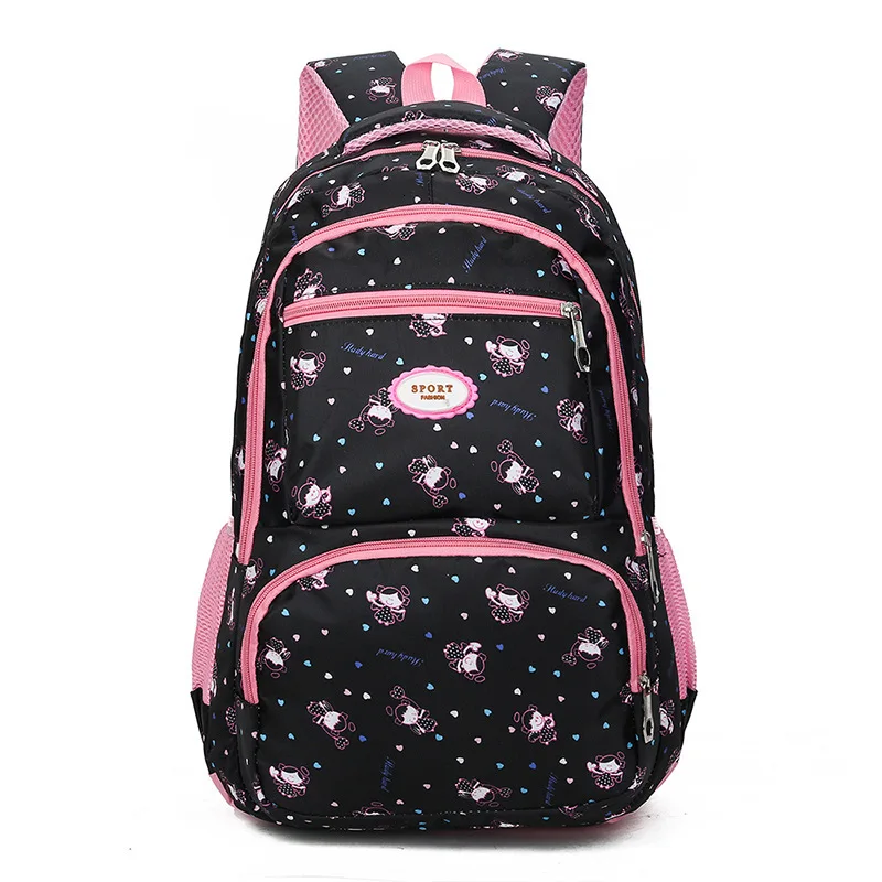 Детские школьные сумки для девочек, школьная сумка для начальной школы, детские школьные сумки, рюкзак с принтом, ортопедический рюкзак - Цвет: black