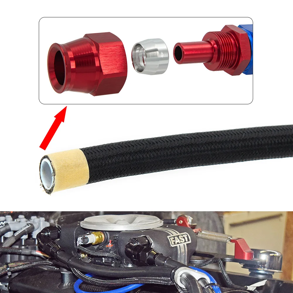 Universal 1M Braided AN6 AN8 AN10 PTFE E85 Fuel Hose Oil Gas Cooler Hose Line Pipe Tube Outside 304 Stainless Steel Braided Insi fuel hose