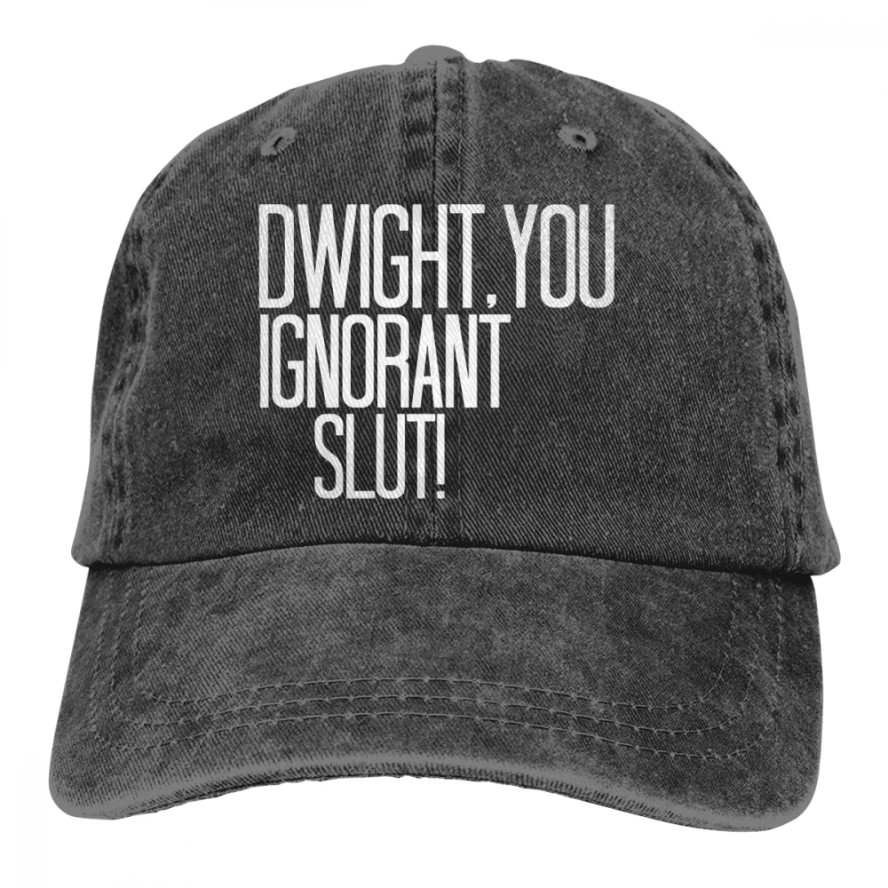 Dwight You невежда шлюха Casquette черный унисекс Мужские Женские джинсовые бейсболка с ремешком кепки Регулируемая Гольф папа шляпа