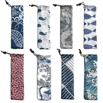 

50 Pcs Portable Bags Colorful Resuable Straw Storage Bag Pouch Chopsticks Spoon Fork Metal Straw Tableware Bag Pockets