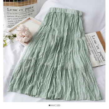 

Korean Summer Dobby Dots A-line Chiffon Long Boho Skirts Sweet Patchwork Crepe Chiffon Pleated Maxi Long Skirts