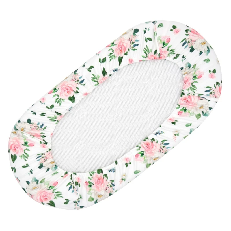 2024 New  2Pcs Stretchy Baby Fitted Bassinet Sheets Cradle Moses Basket Oval Rectangle Pad Sheet Mattress Cover Crib Bed