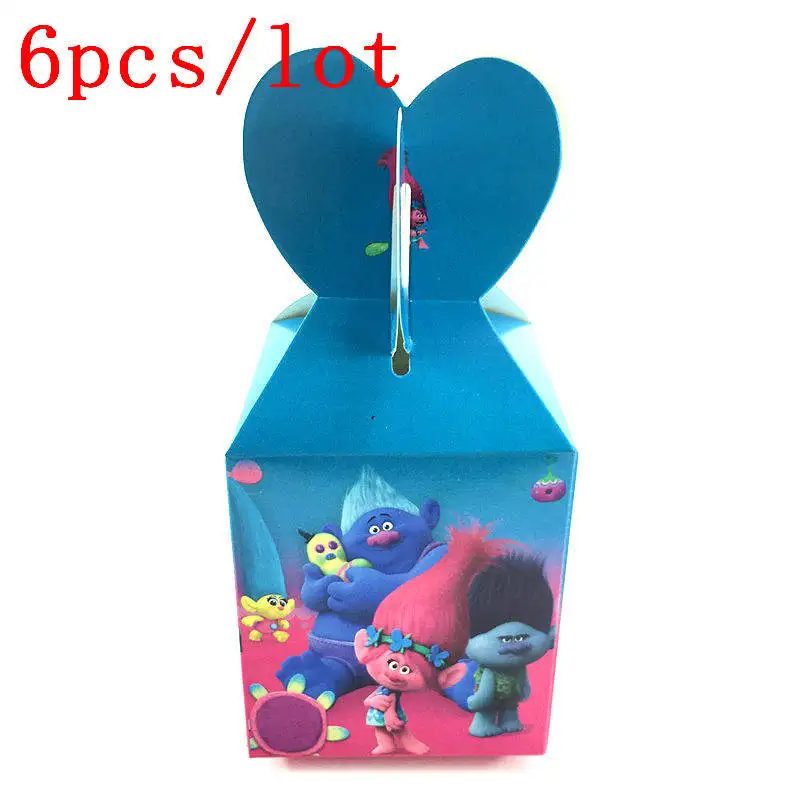 Candy Box 6pcs 6 шт./компл. тема троллей конфеты Коробки мультфильм Бумага сумки или тематического дня рождения праздника Infantiles для декорации детского подарка на празднование в честь будущего рождения вечерние поставки - Цвет: Candy Box 6pcs