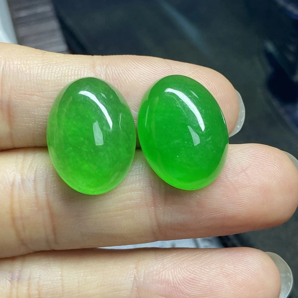 Meisidian 15x20MM Oval Big Size Flatback Cabochon Natural Jadeite Burma Jade Stone