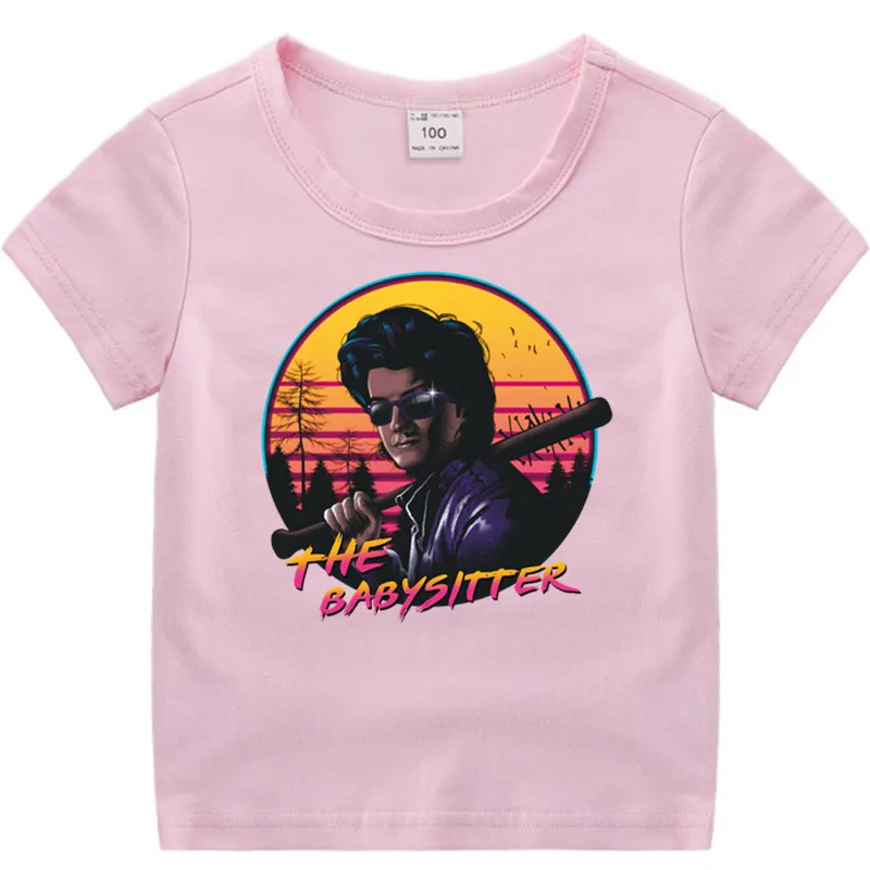 T46-pink Хлопковая футболка для маленьких мальчиков и девочек с аниме «странные вещи» летняя детская Рождественская рубашка детская футболка с рисунком Роскошный топ - Цвет: T46-pink