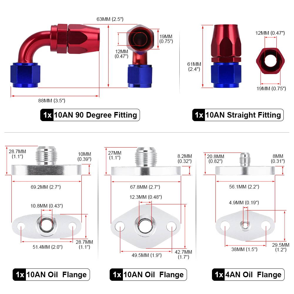 Oil Feed Line Drain Fitting Flange Kit VR-For Toyota Supra 1JZGTE 2JZGTE 1JZ/2JZ Single Turbo VR-TOL22