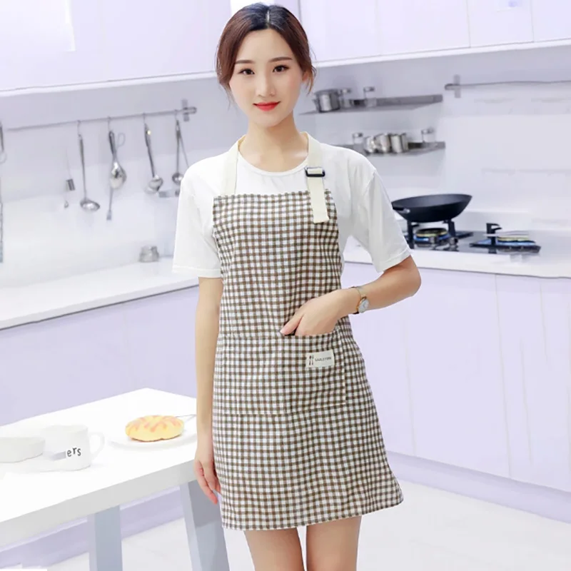 Style D Борода Регулируемый хлопок лен высококачественный кухонный клетчатый фартук для барбекю приготовления выпечки Ресторан бариста флорист Pinafore мужчины женщины - Цвет: Style D