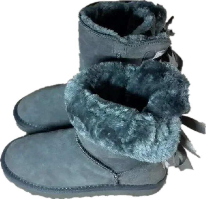 Новые детские зимние ботинки австралийские меховые теплые зимние детские ботинки с бантом для мальчиков и девочек детская обувь для детей Size21-35 - Цвет: A01 gray