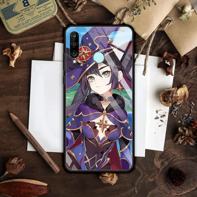 Glass Case for Huawei P30 Lite P40 Pro P Smart Z P20 Y7 Y9 Tempered Coque Y9a Honor 9X 20 Smartphone Housing Genshin Impact Cute T05