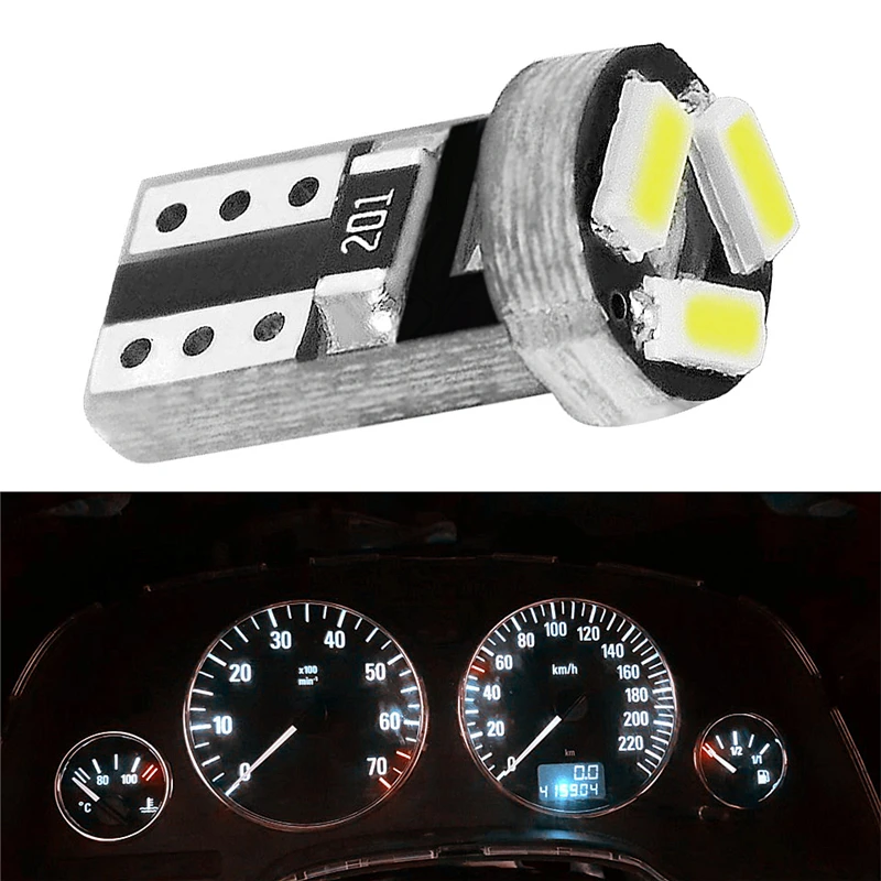 100x T5 Led W1.2W автомобильный светильник 3 SMD 3014 приборная панель манометр инструмент авто боковой Клин светильник s интерьерная лампа