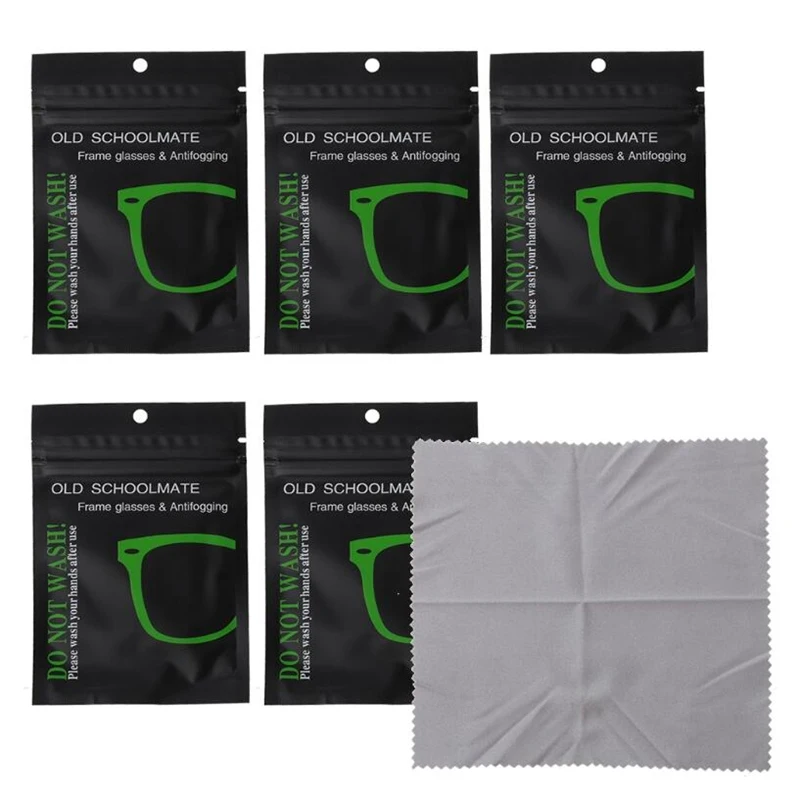 Glasses Cleaning Wipes 5Pcs Reusable Anti-Fog Pre-moistened Lens Cloth Defogger For Glasses Eyewear