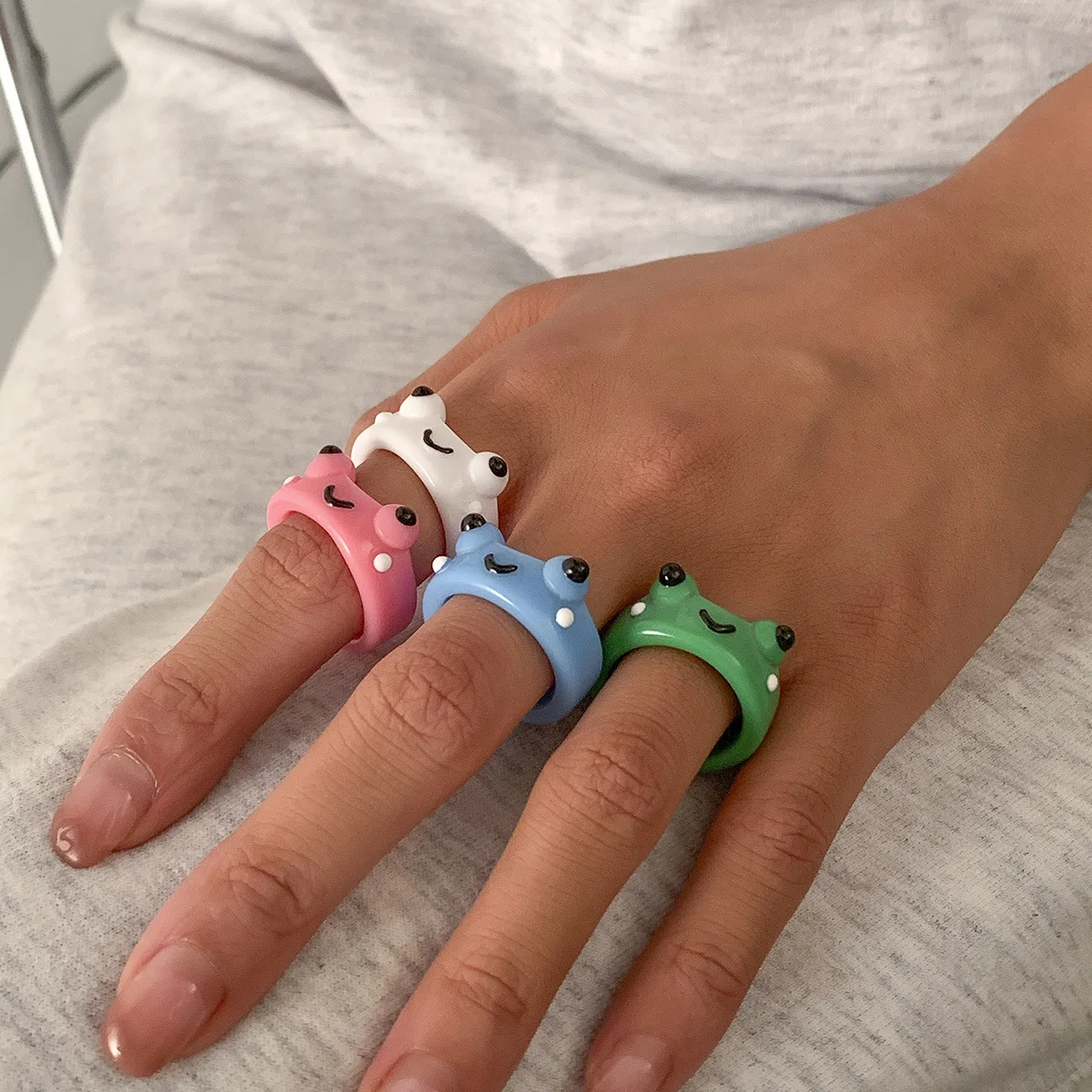 Frog Ring Argile Polymère résine Anneaux Pour Filles Animal Jewelry for Women Fashion 
