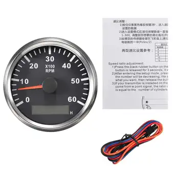

Boat Tachometer Marine Tacho Meter Gauge Hourmeter 9-32V 6000 RPM 85mm Tachometer Toerenteller Black