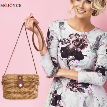 

Square Messenger Women Rattan Handbags Handmade Woven Beach Shoulder Bags