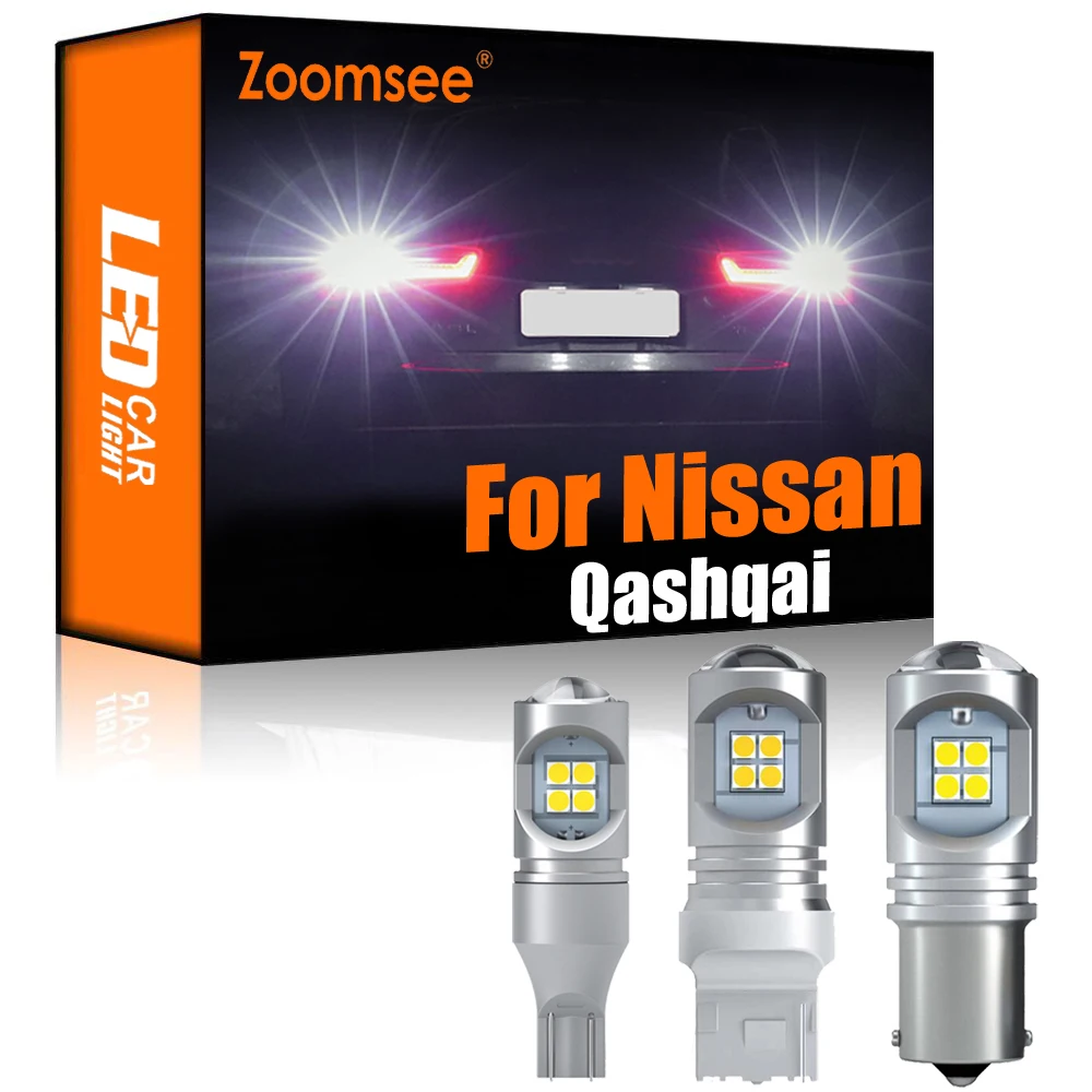 Zoomsee 2Pcs White Reverse LED For Nissan Qashqai J10 J11 2007-2021 Canbus Exterior Backup Rear Tail Bulb Light Vehicle Lamp Kit |