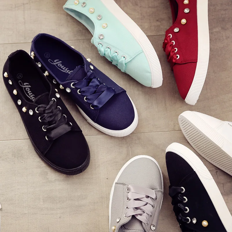 

2019 Spring New Style Canvas Shoes Student Flat Versatile Base White Shoes Women's Hong Kong Style Skate Shoes WOMEN'S Casual Sh